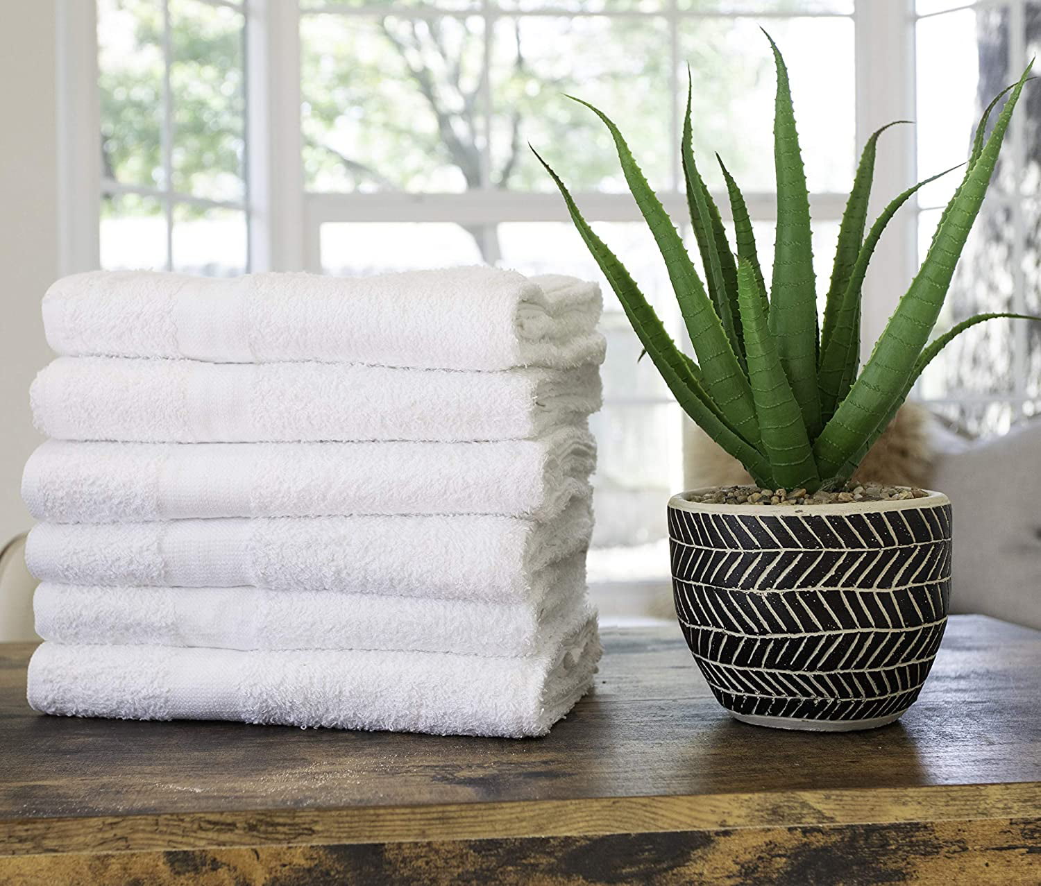 Bath Towels Set, 22 x 44 inch 100% Cotton - Lightweight Thin Commercial, Bulk  Towels, Pool, Spa, Gym, Home 12 White 