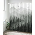thumbnail image 4 of Black and White Misty Forest Shower Curtain Set Grey Gray Ombre Waterproof Fabric Shower Curtains Nature Tree Mountain Woodland Decorative Bathroom Bath Curtain Decor (72'''' × 72'''', Black), 4 of 6