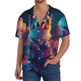 thumbnail image 3 of Honeii 's Starry Sky White Cloud Puppy for men's short-sleeved button-up collared shirt featuring a pocket, perfect for beach vacations, and travel adventures., 3 of 5