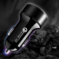 thumbnail image 2 of Graflsoa Dual-Port Fast Car Charger with QC3.0 & PD, LED Display, Compact Design, Alloy Build, 12-24V Input, Black (Cable Not Included), 2 of 7