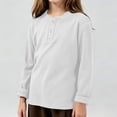 thumbnail image 4 of FAIWAD Girls Crew Neck Tops Long Sleeve Button up Shirts Basic Layering Top for Everyday Wear, 4 of 9