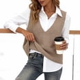 thumbnail image 4 of GZMOALH Women's Acrylic V Neck Sleeveless Sweater Vest, Relaxed Knit Pullover with Ribbed Neckline and Hem, 4 of 6