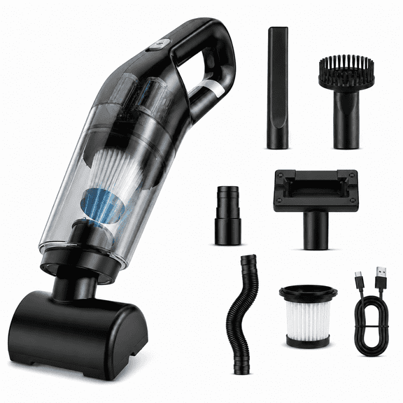 Handheld Vacuum Cordless, 26,000 Pa High Power Suction, Portable Rechargeable Car Vacuum Cleaner for Home, Office, Pet Hair, Car Detailing, Black
