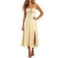 thumbnail image 2 of YuXingFu Women Maxi Maxi Dress Maxi Square Neckline Plus Size Womens Dress Sleeveless Pleated Long Casual Summer Yellow XXS, 2 of 6
