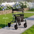 thumbnail image 3 of HOMCOM Foldable Rollator Walker with Seat for Seniors, 4 Wheeled Walker, 3 of 10
