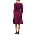 thumbnail image 3 of INSPIRE CHIC Women's Elegant A-Line Dress Crew Neck 3/4 Sleeve Wear to Work Fit and Flare Dresses S Purple, 3 of 5
