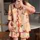 thumbnail image 3 of Ropa de dormir de algodón para mujer, Conjunto de Pijama Floral, pantalones cortos de manga corta, estilo coreano, traje de casa con botones, ropa de noche Irregular, 3 of 3