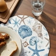 thumbnail image 3 of Blue Beige Coastal Round 15 Inch Placemats Set of 6, Summer Beach Starfish Shell Nautical HeatResistant Non Slip Place Mats for Dining Table, Wipeable Braided Kitchen Table Mats for Housewarming, 3 of 9