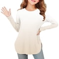 thumbnail image 3 of Efsteb Girls Athletic Shirts Hem Side Slit Tunic Tops Casual Lightweight Comfy Long Sleeve Crew Neck Gradient Print for Holidays（Beige，4 Years）, 3 of 7