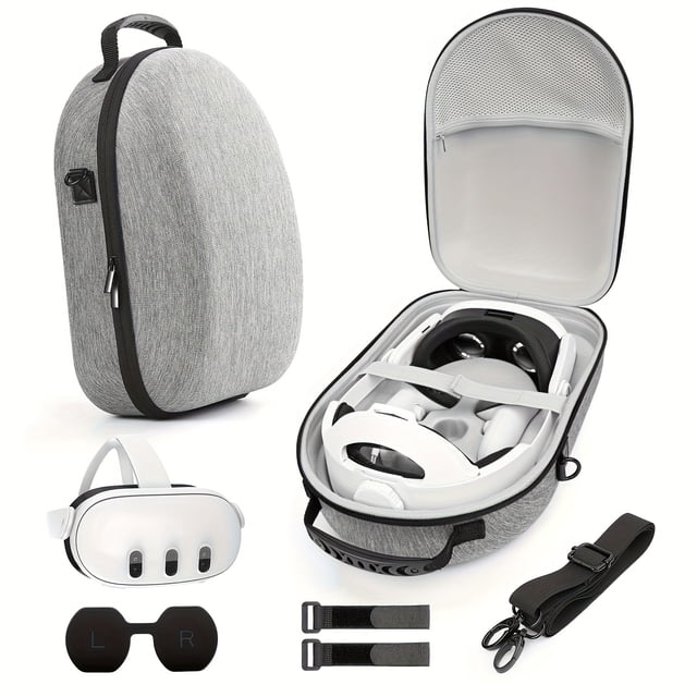 Estuche de transporte grande para accesorios Meta/Oculus Quest 3 Estuche rígido grande de almacenamiento Bolsa compatible con el auricular Quest 3 VR Correa para la cabeza Elite Empuñaduras para