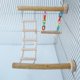 thumbnail image 4 of Juguete de madera con soporte de perca de pájaro, columpio de loro, escalera de escalada, jaula de pájaros, juegos de gimnasios para perico cockatiel Lovebirds Feliz Sencillez, 4 of 5