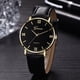 thumbnail image 4 of Reloj unisex para hombres y mujeres Reloj de pulsera con esfera de vidrio redondo y correa de PU de cuarzo (Negro, dorado y negro), 4 of 7