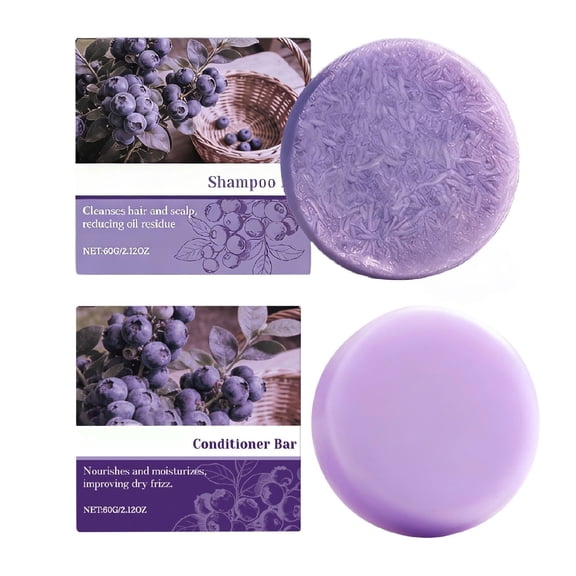 PiGOGI Blueberry Shampoo and Conditioner Bundle Bars for Hair Thinning and Frizz, 120g