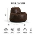 thumbnail image 4 of Big Joe Nestle Large Bean Bag Chair, Espresso Blazer, Vegan Leather, 4 Feet, 4 of 9