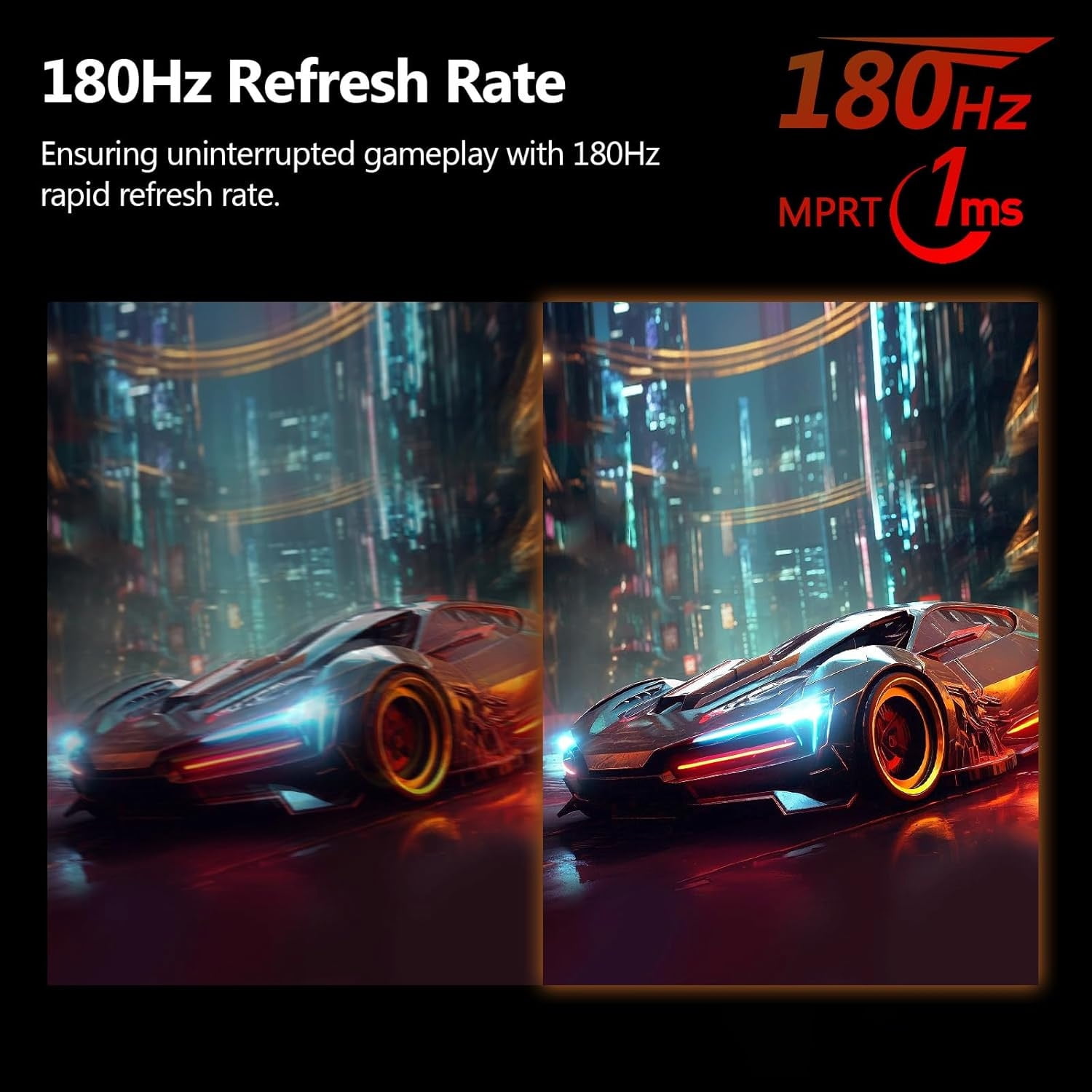 24 Inch 180Hz Curved Gaming Monitor, FHD 1080P Frameless Computer Monitor,99% sRGB,1 ms(GTG) with AMD FreeSync, DP&HDMI Port, Black