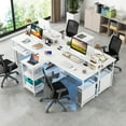 thumbnail image 2 of Costway 94.5" Long Office Desk 2-Person Reversible Computer Desk with LED Lights White, 2 of 10