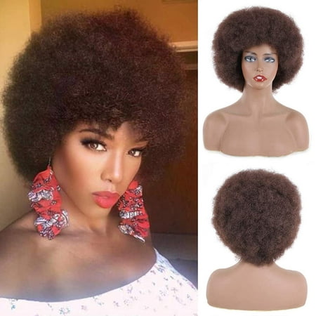 4 Inch Natural Black Short Afro Wig for Women Natural Looking Soft Kinky  Curly Wigs Synthetic