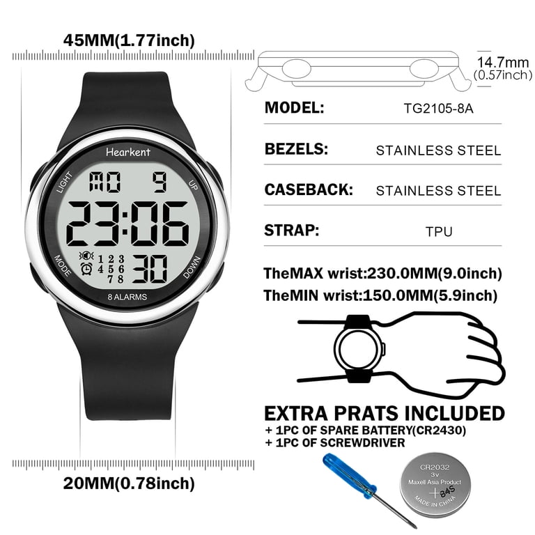 Hearkent Atomic Watch with Vibrating 8 Alarms Hearkent Atomic Watch with Vibrating 8 Alarms