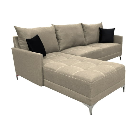 Sala esquinera EL BAZAR STORE Caslon 260x180 cm Lino nacional Beige Moderna abotonada