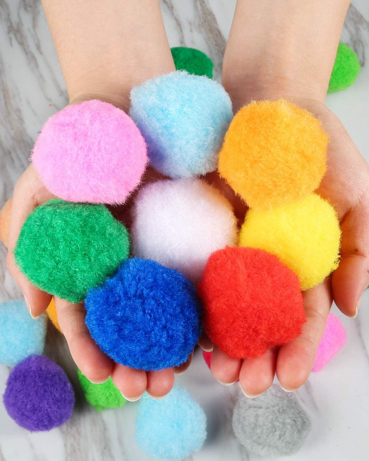 30pcs 15 Colors 2.4 Inch Very Large Assorted Pom Poms Arts and Crafts for DIY Creative Crafts Decorations, Water Balloons Outdoor Water Toys