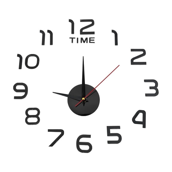 Modern DIY Sticker Office Home Wall Clock 3D Mirror Design Easy Assembly Is black Smile Home