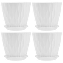 Plastic Planter Pots with Saucer for Indoor Plants Modern White Herb Pots with Drainage Tray