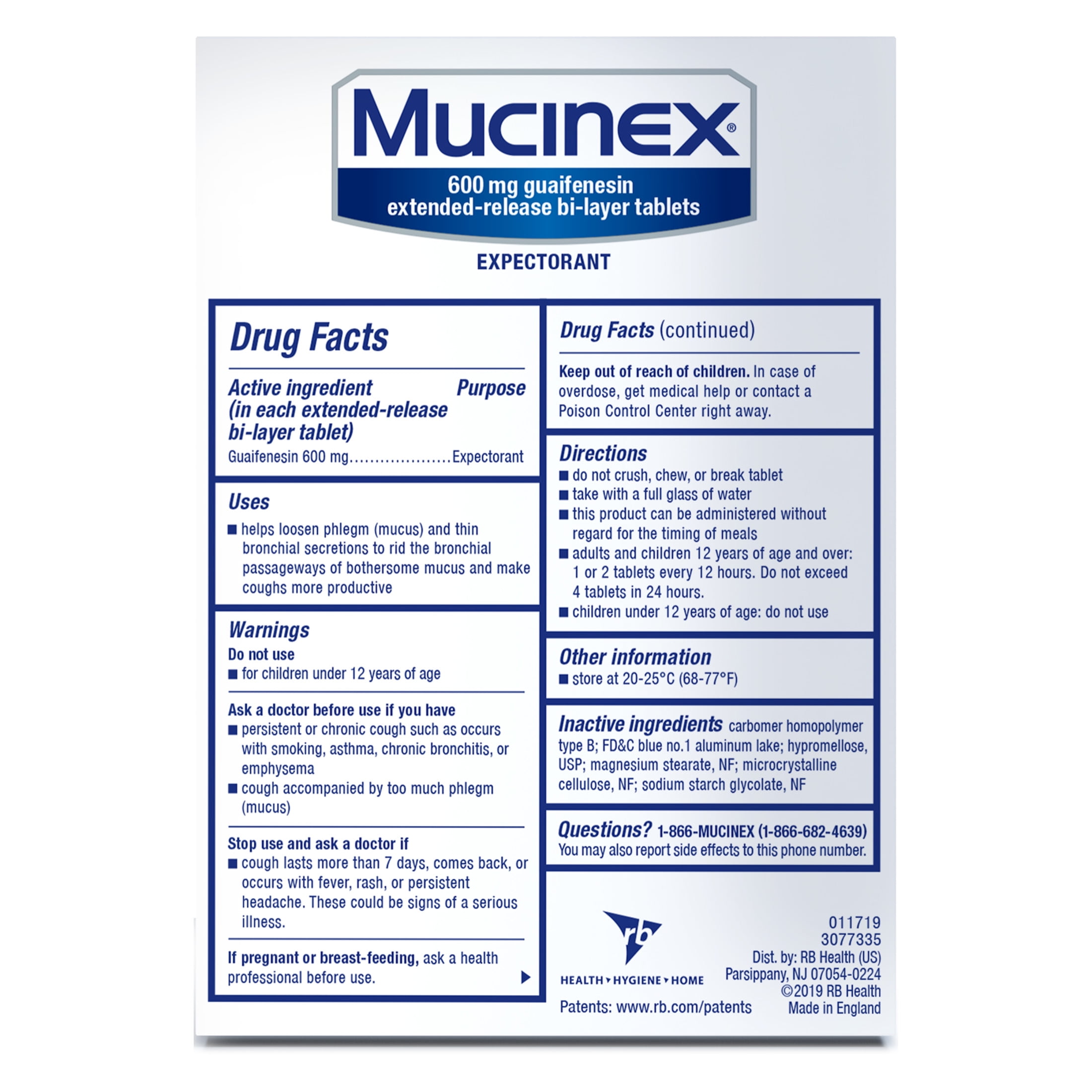 Mucinex 12 Hour Expectorant, OTC Medicine for Excess Mucus Relief, Chest Congestion, FSA, 20 Tablets
