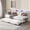 White, variant on QinaQin Twin Daybed with Pop Up Trundle, LED Lights, Charging Station and Corduroy Storage Headboard, Metal Sofa Bed Frame