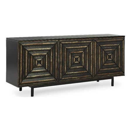Bowery Hill Modern / Contemporary Wood Black & Brown Accent Cabinet