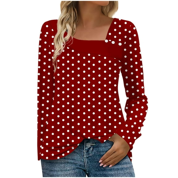 cfhntfmh Tops for Women Asymmetric Square Neck Tunic Tops Trendy Long Sleeve Shirts Dressy Blouses Fall Outfits for Women