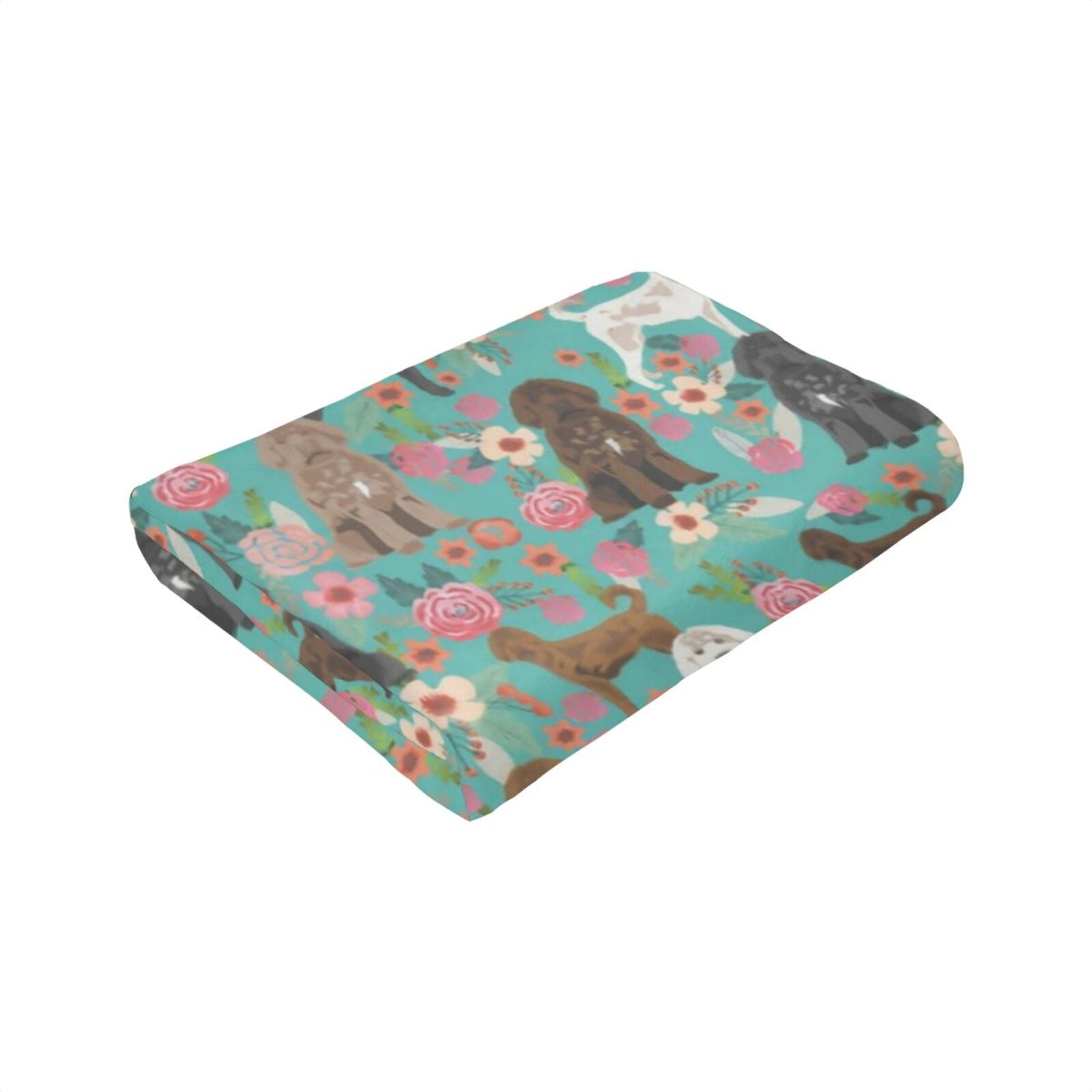 Wijzvio Labradoodle Dogs Lovers Flower Floral Throw Blanket Soft Fuzzy Fleece Blanket For Couch Bed Living Room Decoration 80"X60"