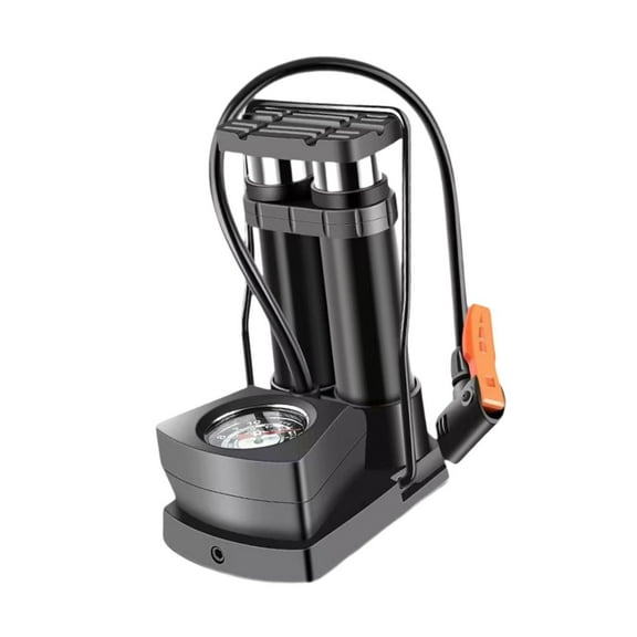 AMLESO Bike Floor Pump Foot Pump Bikes Saving Effort Double Cylinders Inflator Multifunctional with Pressure Gauge Bicycles Air Pump
