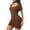 Coffee, variant on POIUYTR Women's Shapewear Tummy Control Short Sleeve Shapewear, Ribbed Shapewear Dress Slips for Women Seamless Dress for Under Dresses