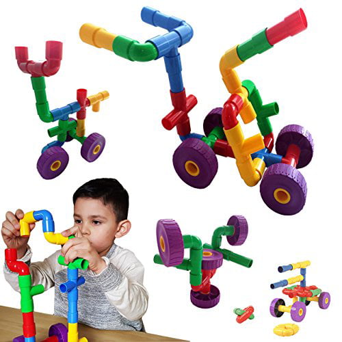 Skoolzy STEM Toys for Boys and Girls Best Gift Educational Toy for Age 3 4 5 Year Olds Pipes & Joints Building Blocks Construction Sets for Kids Fun Toddlers Fine Motor Skills Engineering 