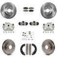 thumbnail image 1 of Transit Auto Front Rear Disc Brake Caliper Rotors Drums Semi-Metallic Pads Shoes Wheel Cylinders and Hardware Kit (11Pc) for Car 2013-2014 Honda Fit EV with BATTERY (EV BEV) engine KC8-101356S, 1 of 11