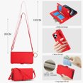thumbnail image 2 of Allytechgroup Wallet Case for iPhone 14 Pro Max, RFID Blocking Multiple Cards Holder Zipper Pocket Hand Strap Shockproof Stand Phone Case with Crossbody Lanyard for Women Girls, Red, 2 of 7