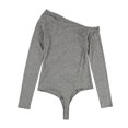 thumbnail image 2 of n:philanthropy Womens Raw Neckline Bodysuit Jumpsuit, Grey, Small, 2 of 2