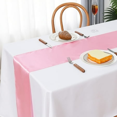

1pc Satin Table Runner Pink Wedding Satin Silk Table Runner For Wedding Birthday Reception Banquet Party Decoration Party Supplies