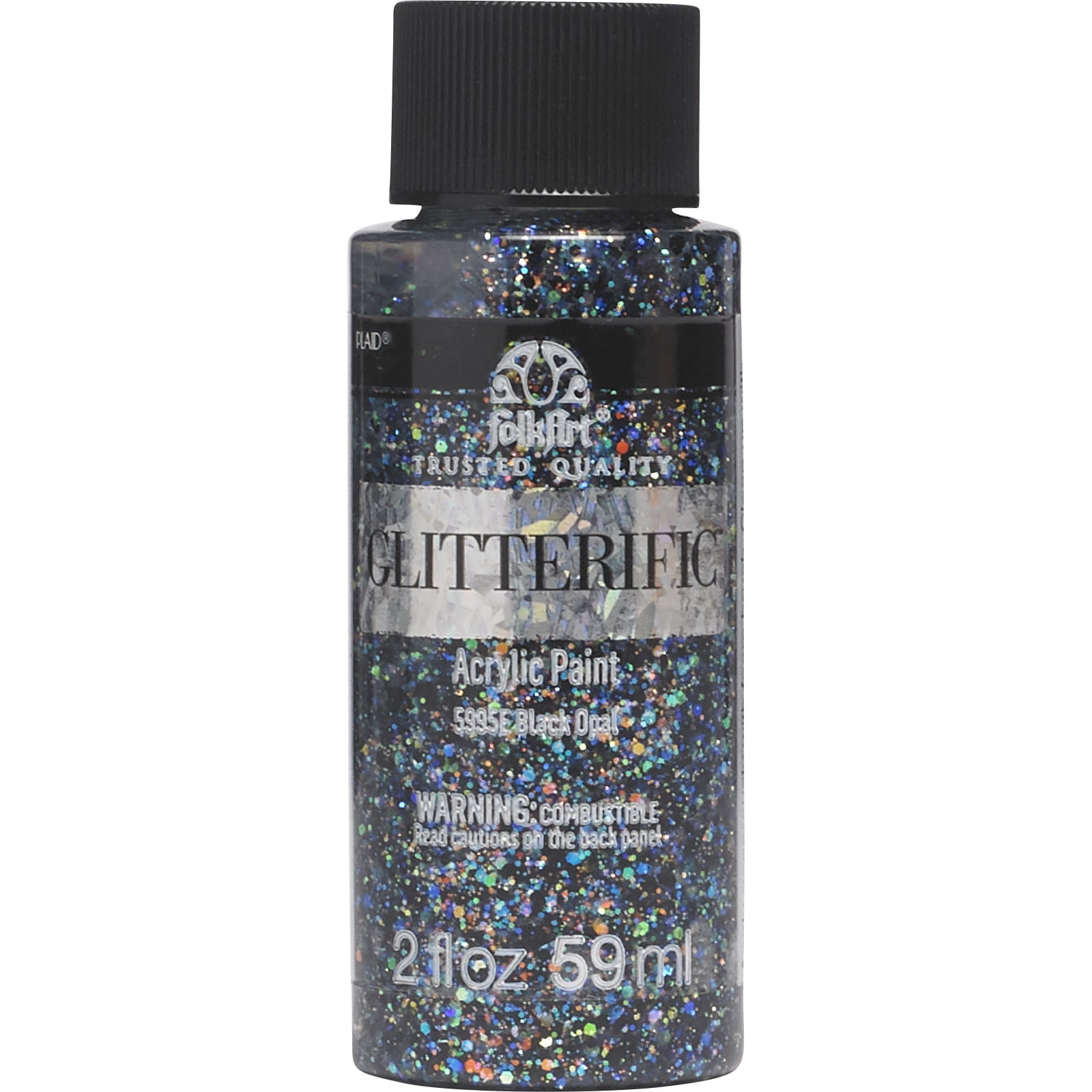 FolkArt Glitterific Acrylic Craft Paint, Glitter Finish, Black Opal, 2 fl oz