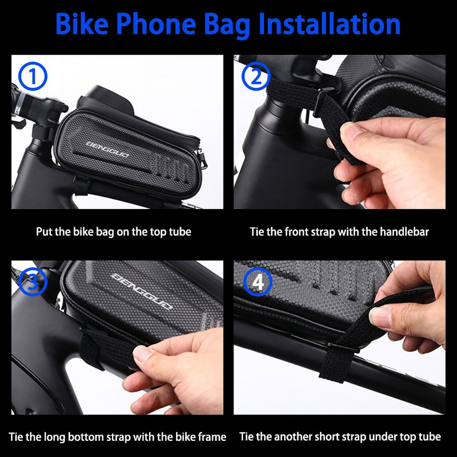 Waterproof Bike Phone Mount Bag with TPU Touch Screen Sun Visor Mobile Storage Pouch Bicycle Frame Case Fit 7inch Walmart