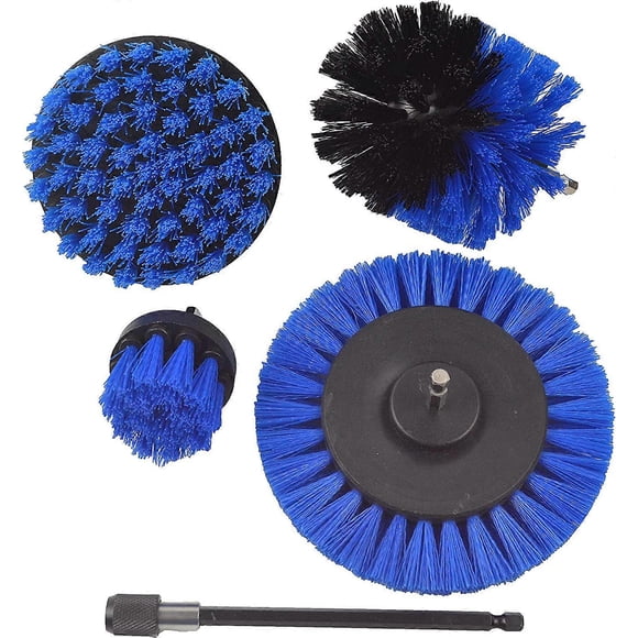 5 Pieces Drill Brush, 4 Cordless Electric Scrubber Drill Cleaning Brush with 1 Extension for Bathroom, Tile and Car (Blue)