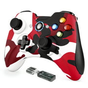 EasySMX Wireless PC Gaming Controller 2.4G Dual Vibration 8 Hours of Playing Wireless Gamepad for PS3 / PC / Android Phones/Tablets/TV Box,KC-8236,Red Camouflage
