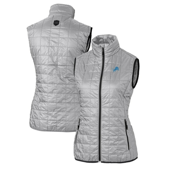 Women's Cutter & Buck Gray Detroit Lions Rainier PrimaLoft Eco Insulated Full-Zip Puffer Vest