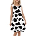 thumbnail image 2 of Girls Dresses Cow Print Ruffle Hem Spaghetti Strap Square Neck Casual Dress Summer Cute Size 5-6Y, 2 of 6