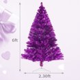 thumbnail image 2 of Fawyn 6' Ft Sparking Gorgeous Folding Artificial Tinsel Christmas Tree Purple Color 450 Tips, 2 of 7