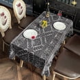 thumbnail image 5 of Black Pioneer Flower Geometric Striped Rectangle Tablecloth 60"x120",Waterproof Polyester Rectangle Table Cloth, Wipeable Spillproof Polyester Tablecloth for Dining, Camping, Indoor and Outdoor, 5 of 5