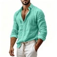thumbnail image 4 of Ohufall Men's Shirts Cotton Linen Turndown Collar Button Top Long Sleeve Fashion Comfort Casual Tshirts, 4 of 7