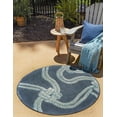 thumbnail image 3 of Unique Loom Outdoor Coastal Collection Area Rug - Tethered (7' Round Navy Blue/Ivory), 3 of 12