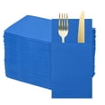 thumbnail image 1 of 50 Pcs Servilletas Desechables con Sensación de Lino y Bolsillos para Cubiertos Incorporados, Servilletas de Papel para Cuchillo y Tenedor Azules, 1 of 6