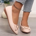 thumbnail image 4 of pwidon Women's Ballet Flats Slip On Flat Rhinestone Heart Bow Comfort Office Walking Casual Dress Shoes Beige 5.5, 4 of 5